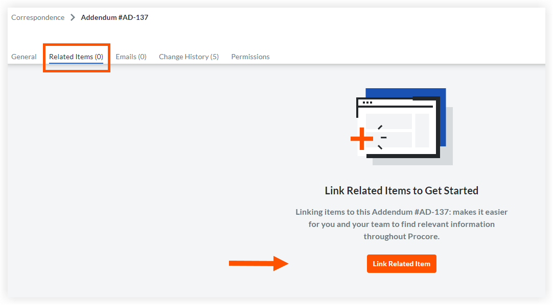 Related Items tab in Correspondence Item View.png